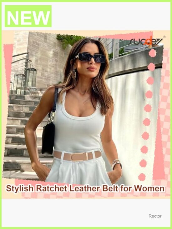 Women Leather Ratchet Belt Gold Automatic Sliding Buckle 1.2\